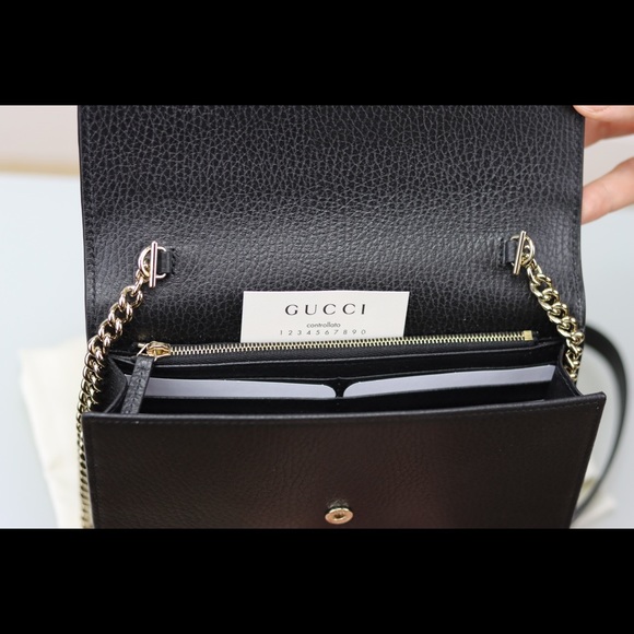 BRAND NEW Sm GUCCI Calfskin CrossBody Bag w/ Chain - Picture 3 of 5
